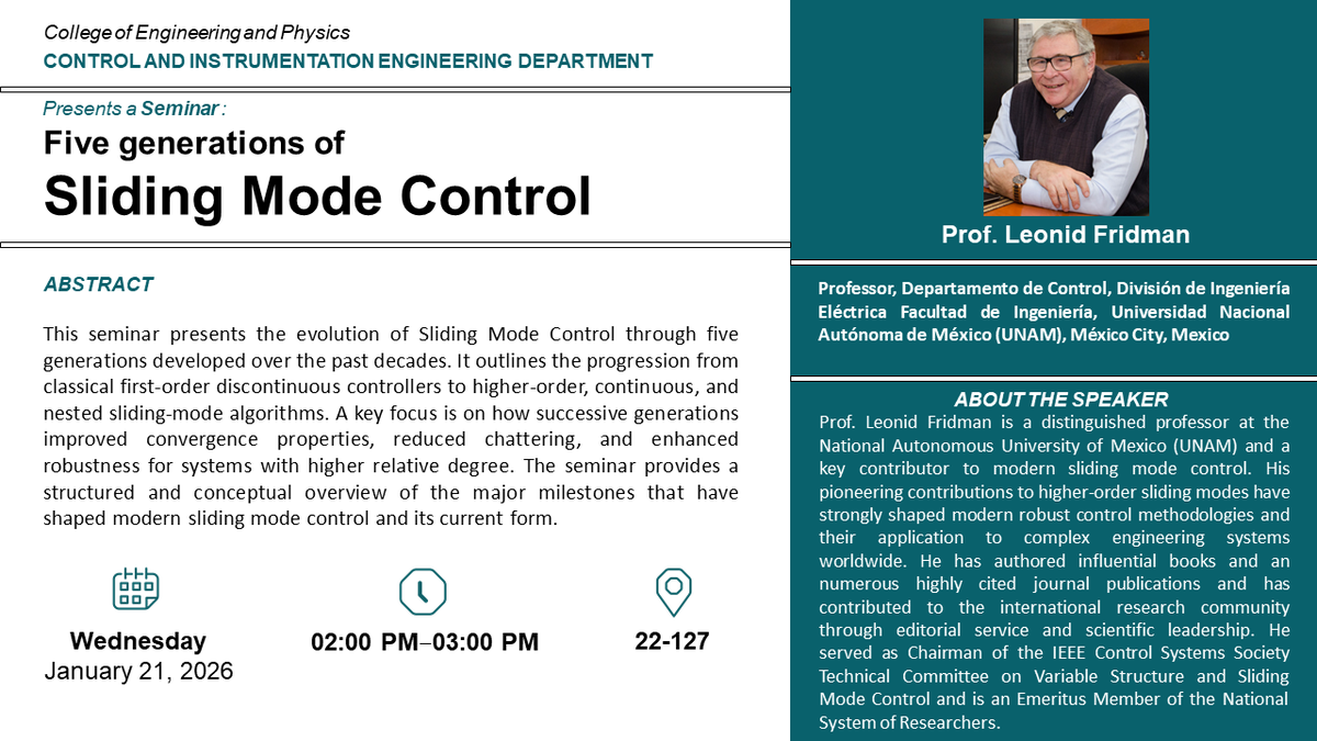 Seminar: Five Generations of Sliding Mode Control