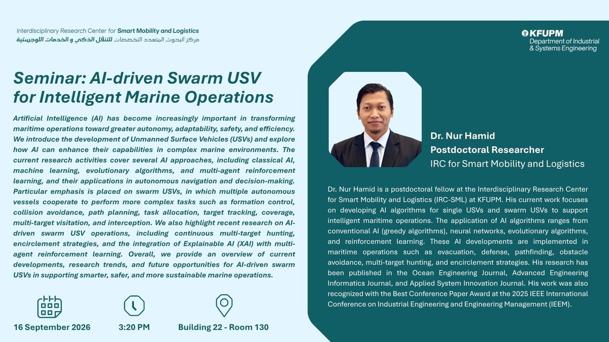 Seminar: AI-driven Swarm USVs for Intelligent Marine Operations