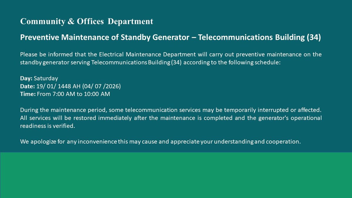 Electrical Maintenance Alert