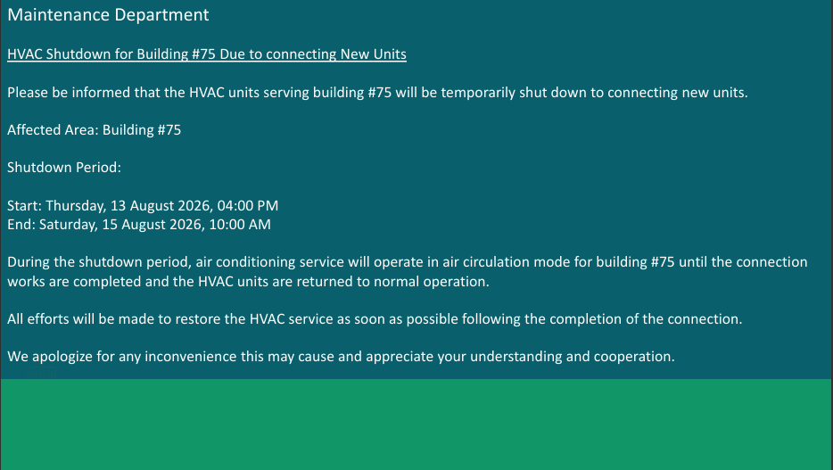 HVAC Shutdown