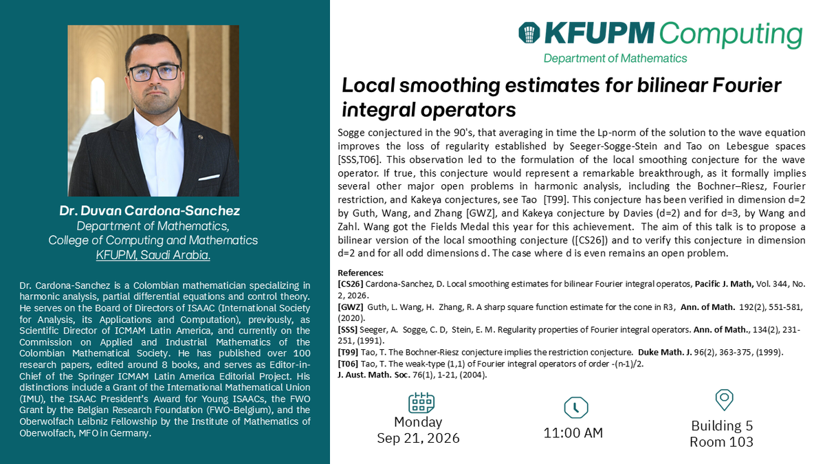 Seminar: Local Smoothing for Bilinear Fourier Operators