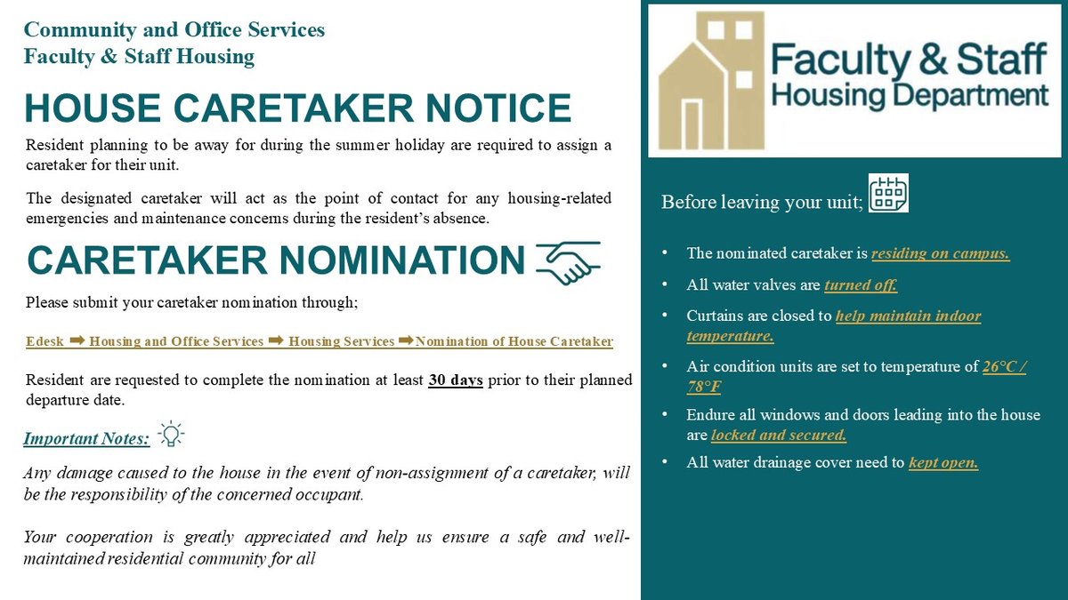 Nomination for House Caretaker