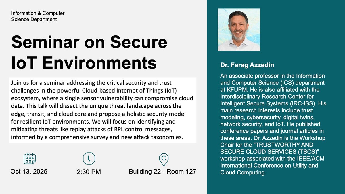 Seminar on Secure IoT Environments