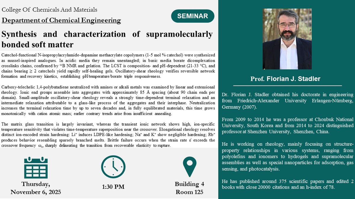 Seminar on Supramolecular Soft Matter