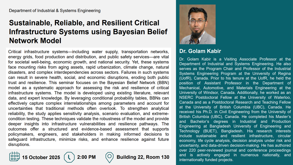 Seminar on Sustainable and Resilient Infrastructure Systems