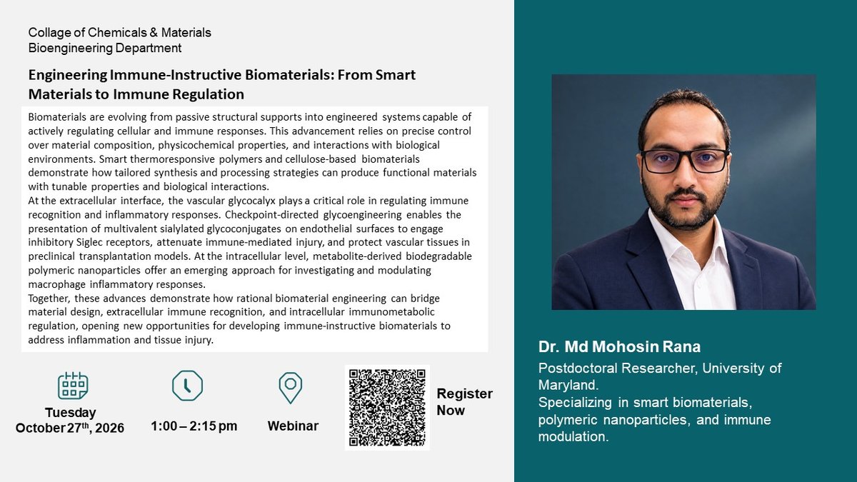 Webinar: Engineering Smart Biomaterials for Immune Regulation