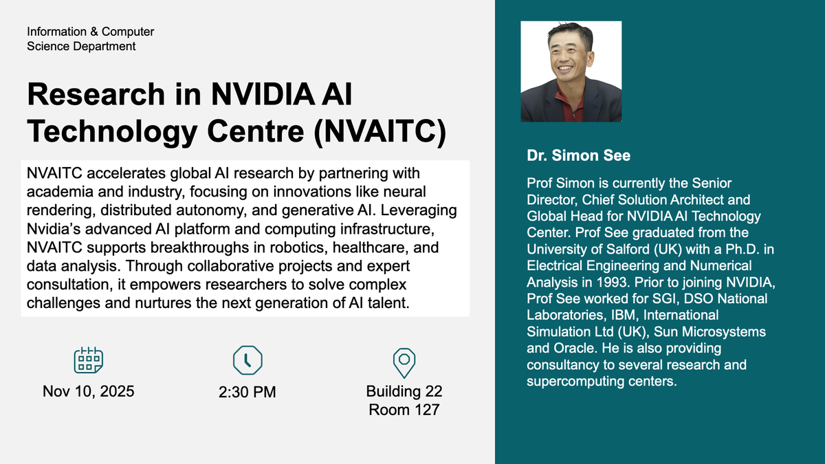 Seminar on Research in NVIDIA AI Technology Centre (NVAITC)