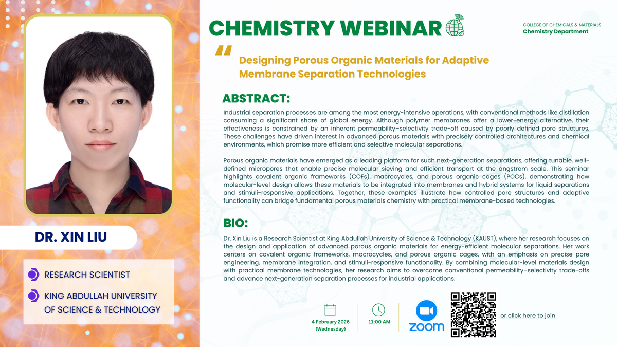 Webinar: Porous Organic Materials for Adaptive Membranes