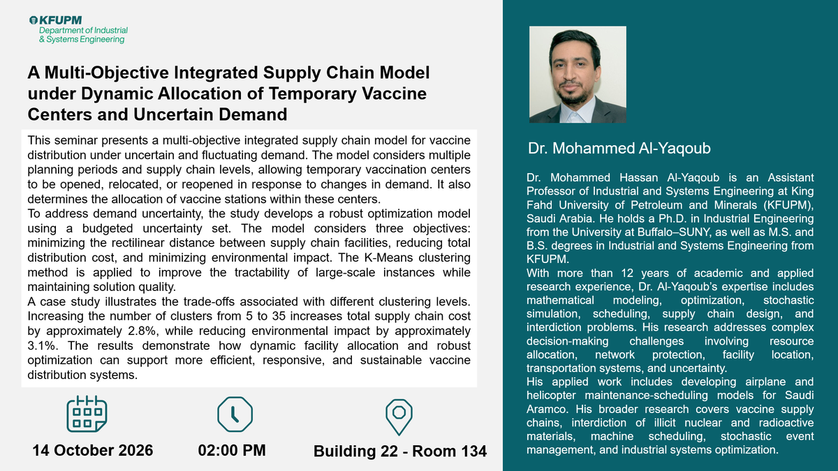 Seminar: Optimizing Vaccine Distribution