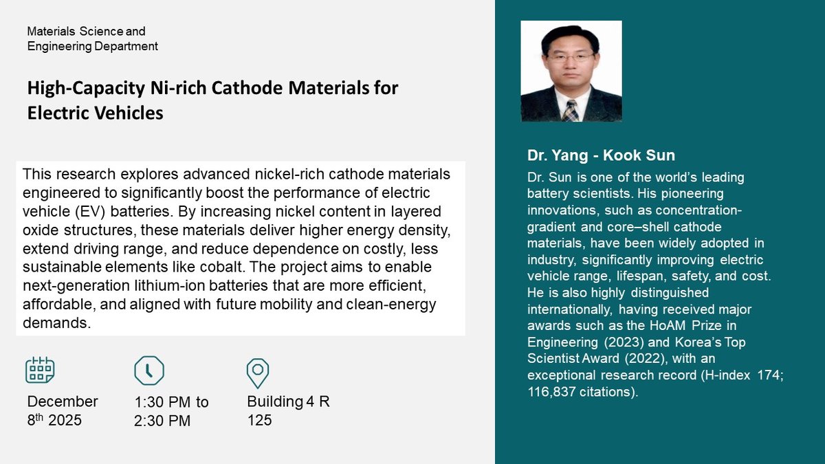 Seminar: High-Capacity Ni-rich Cathode Materials for Electric Vehicles