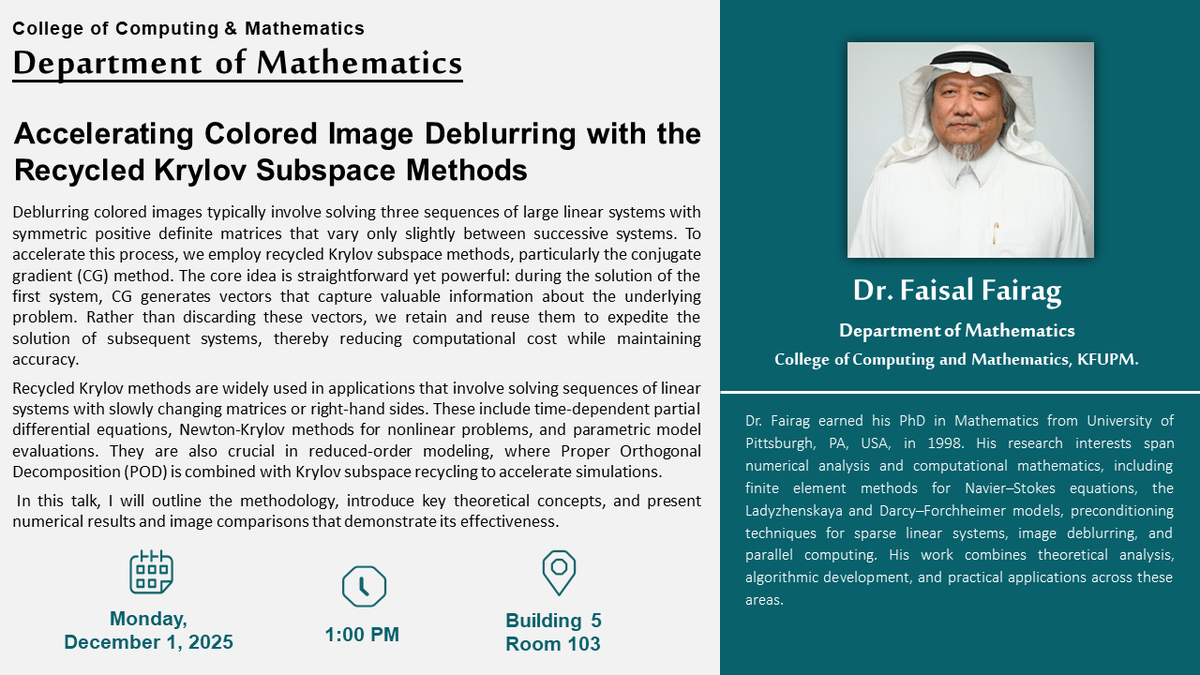 Seminar: Fast Colored Image Deblurring with Recycled Krylov