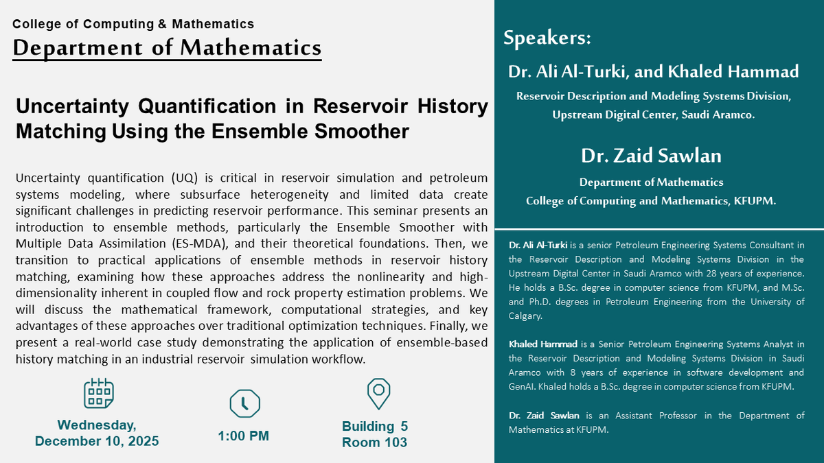 Seminar: Uncertainty Quantification in Reservoir History Matching