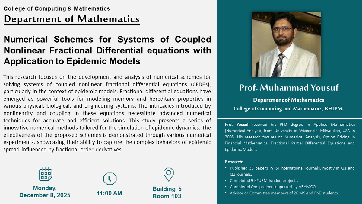 Seminar: Numerical Schemes for Systems of CFDEs in Epidemic Models