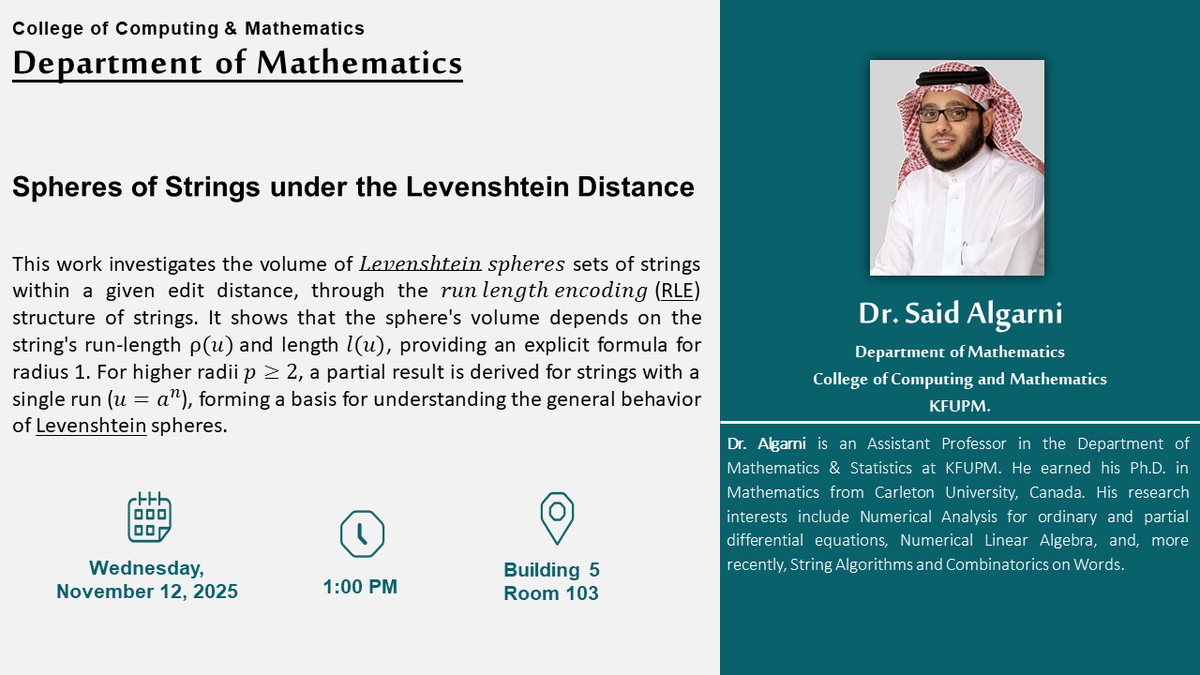 Seminar on Spheres of Strings under the Levenshtein Distance