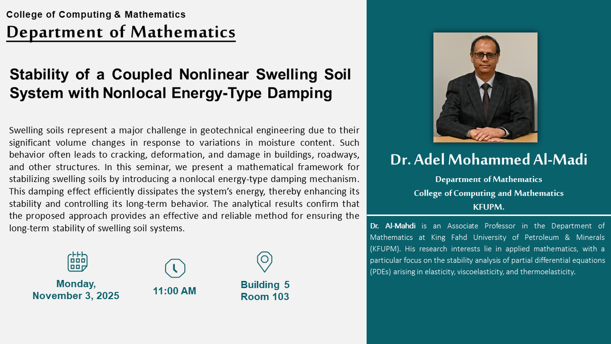 Seminar on Stability of Nonlinear Swelling Soil Systems