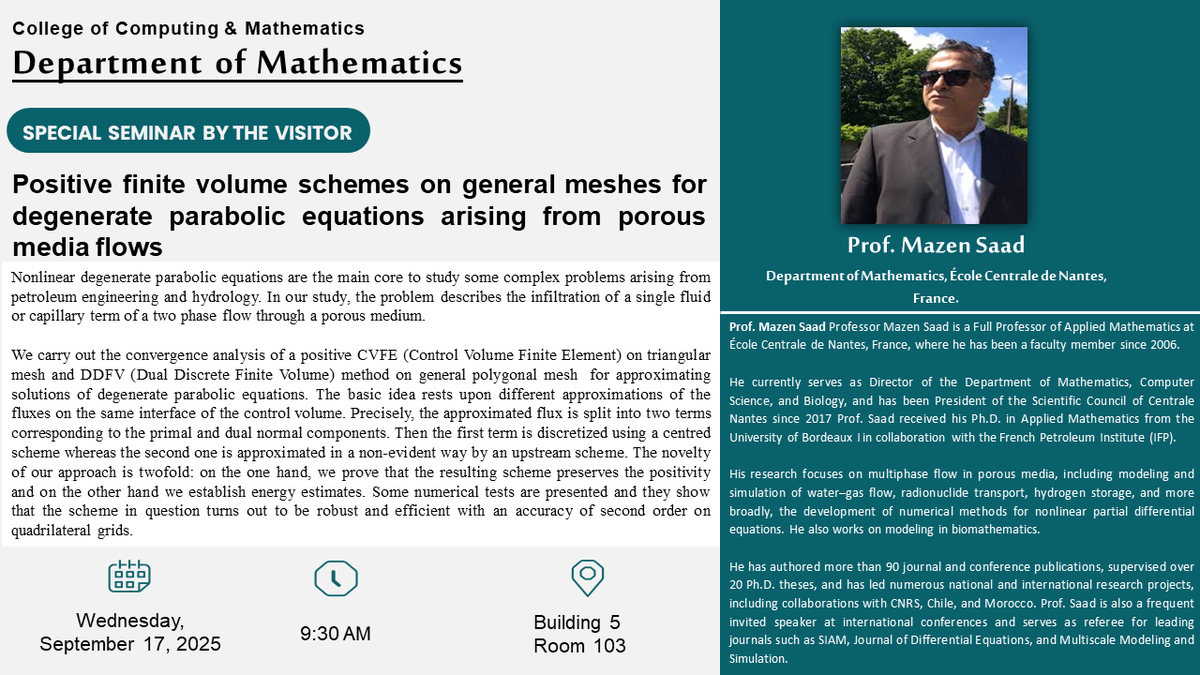 Seminar on Finite Volume Schemes for Porous Media Flows
