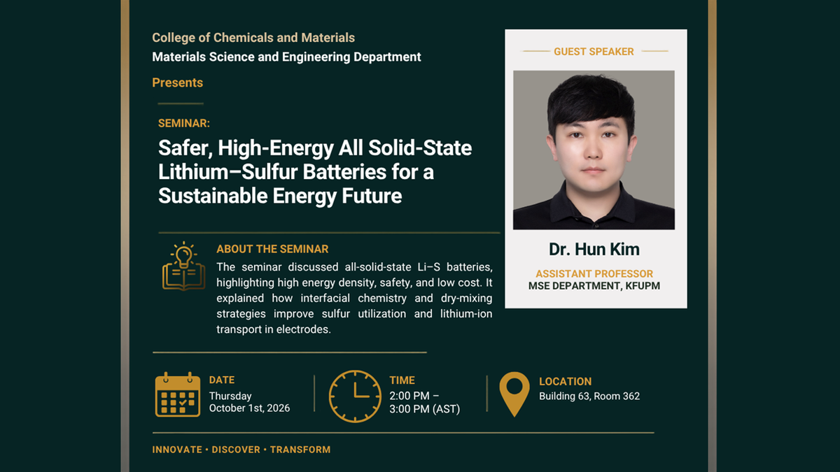 Seminar: Safer, High-Energy All-Solid-State Lithium-Sulfur Batteries