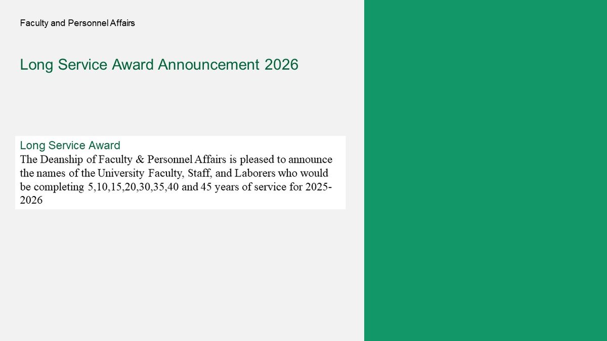 Long Service Award Announcement 2026