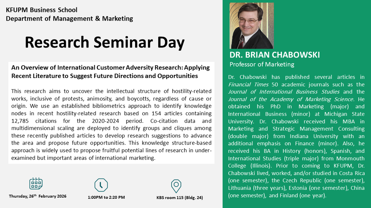 Research Seminar Day: Overview of Global Customer Adversity Research