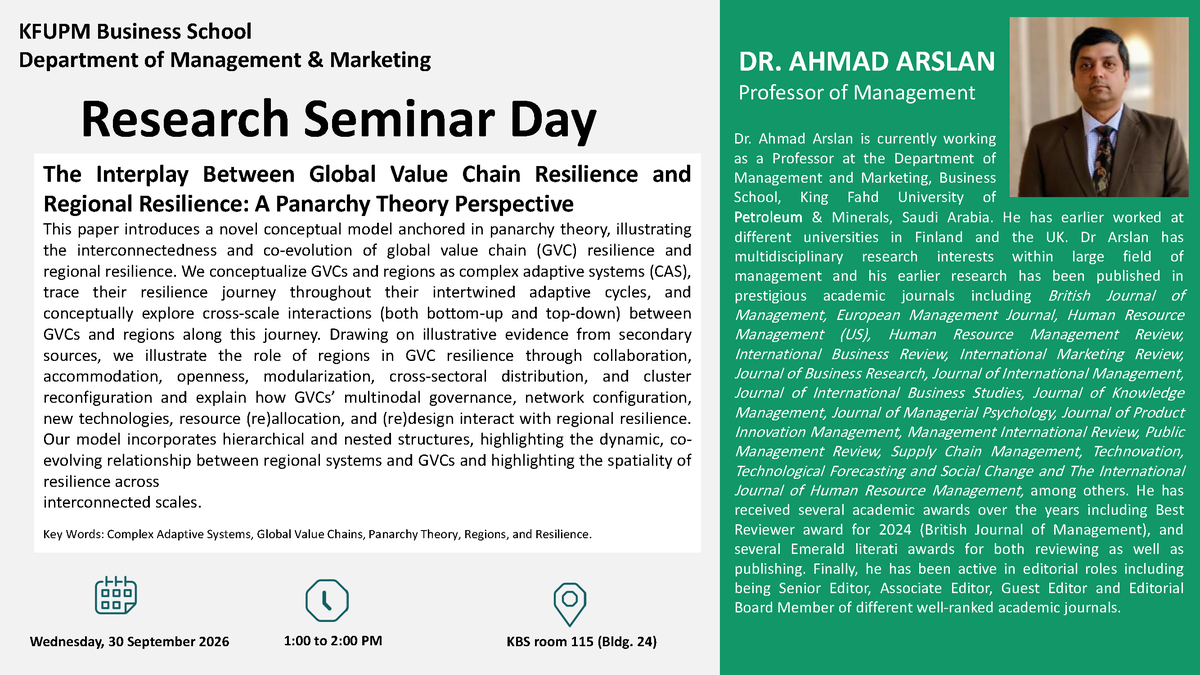 Seminar: Global Value Chain and Regional Resilience