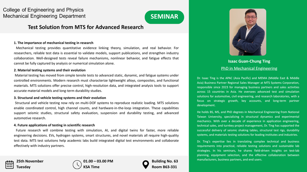Seminar: Test Solution from MTS for Advanced Research