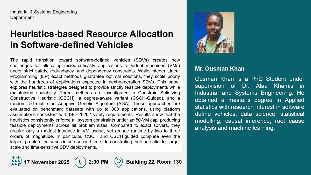 Seminar on Heuristic Resource Allocation in SDVs