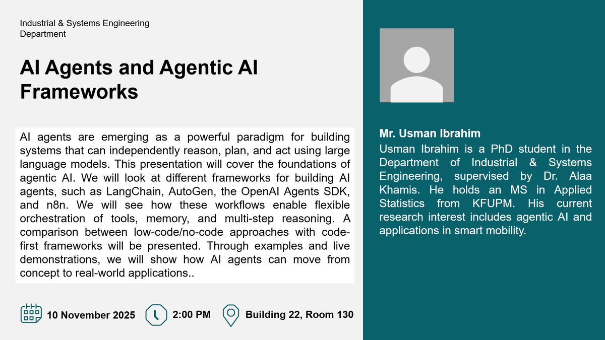 Seminar on AI Agents and Agentic AI Frameworks