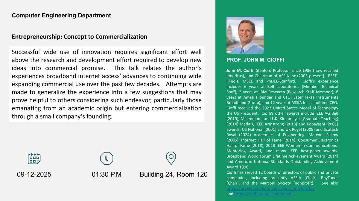 Seminar "Entrepreneurship: Concept to Commercialization"