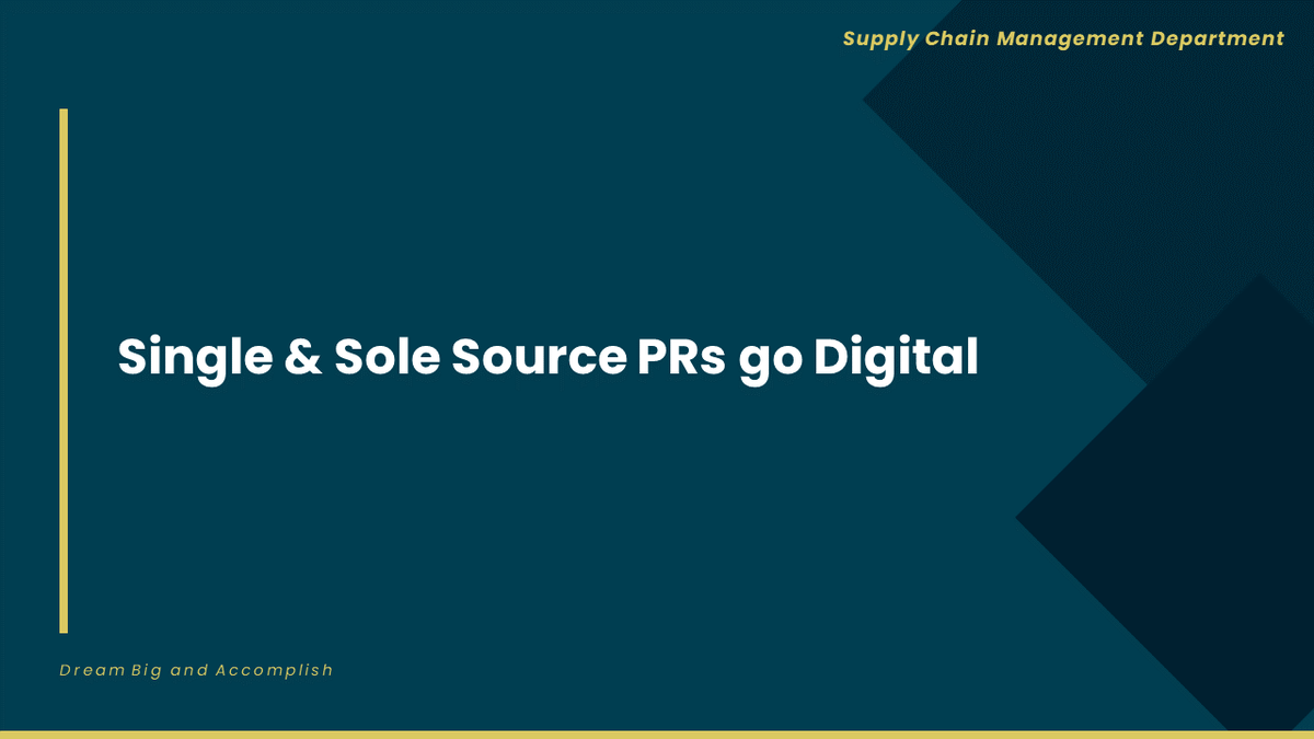 Single and Sole Source PRs Go Digital