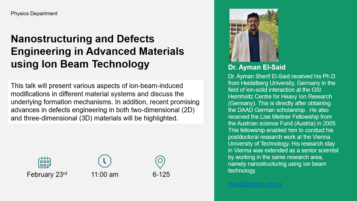 Seminar: Nanostructuring and Defects Engineering in Advanced Materials