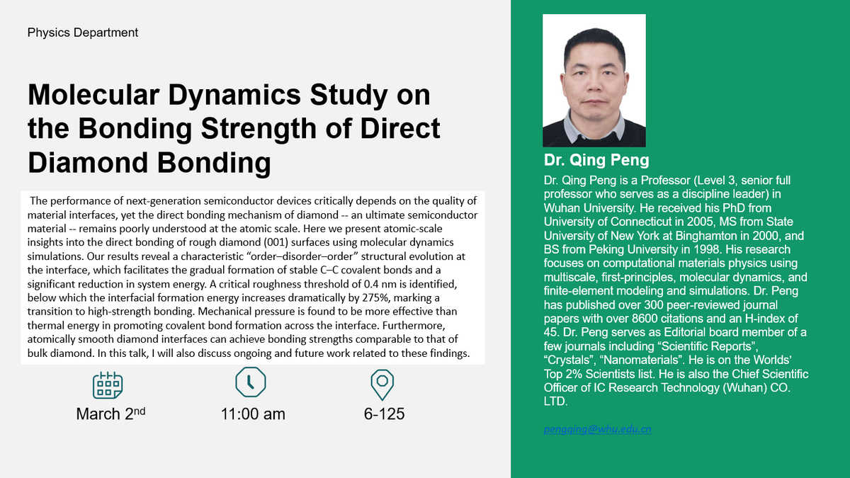 Seminar: Molecular Dynamics Study on Direct Diamond Bonding Strength