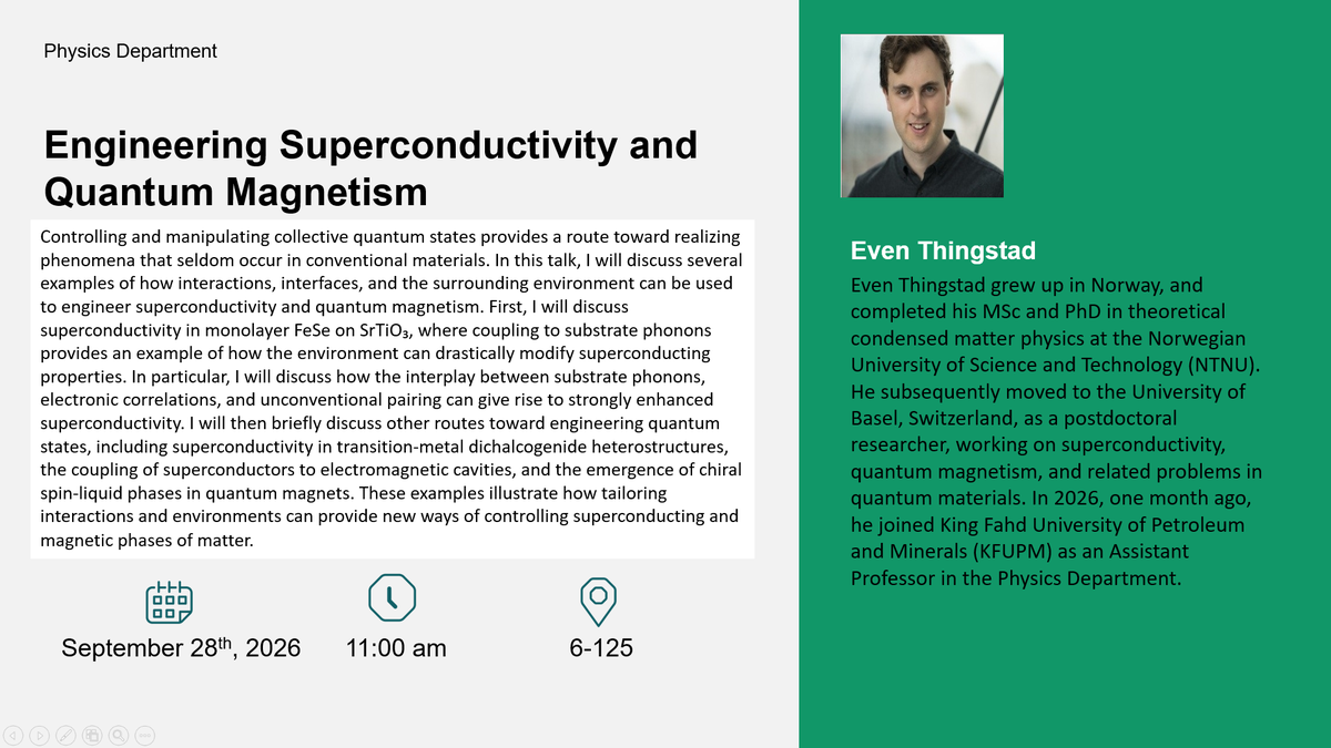 Seminar: Engineering Superconductivity and Quantum Magnetism