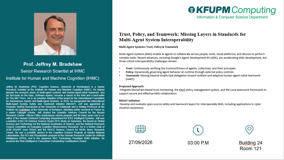 Seminar: Trust, Policy, and Teamwork in Multi-Agent Systems