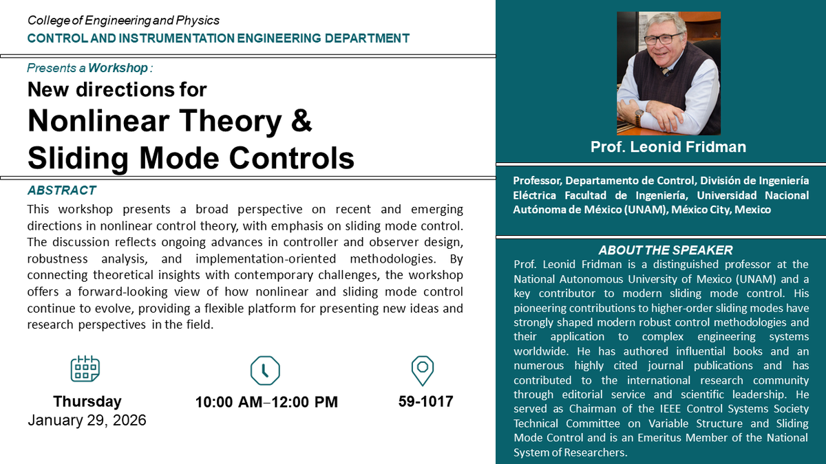 Workshop: New Directions for Nonlinear Theory & Sliding Mode Controls